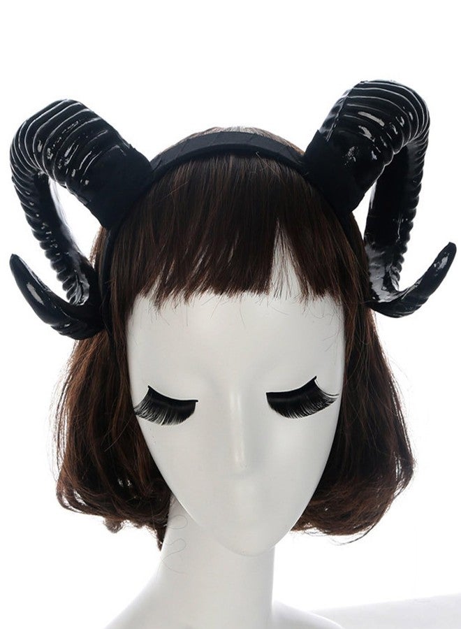 Moyubath Devil Horns Headband, Black Antlers Gothic Steampunk Demon Horns Headband for Halloween Fancy Dress Costume Photo Props - Image 2